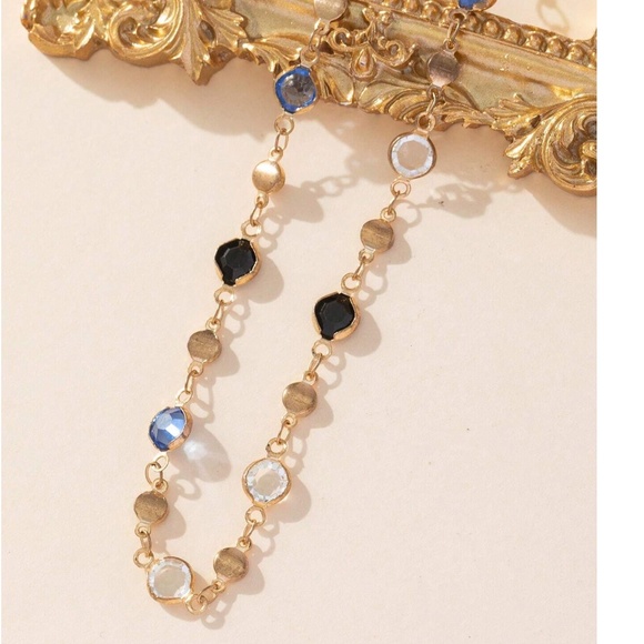 Luxe Gold Tone Rhinestone Long Necklace - Picture 2 of 5